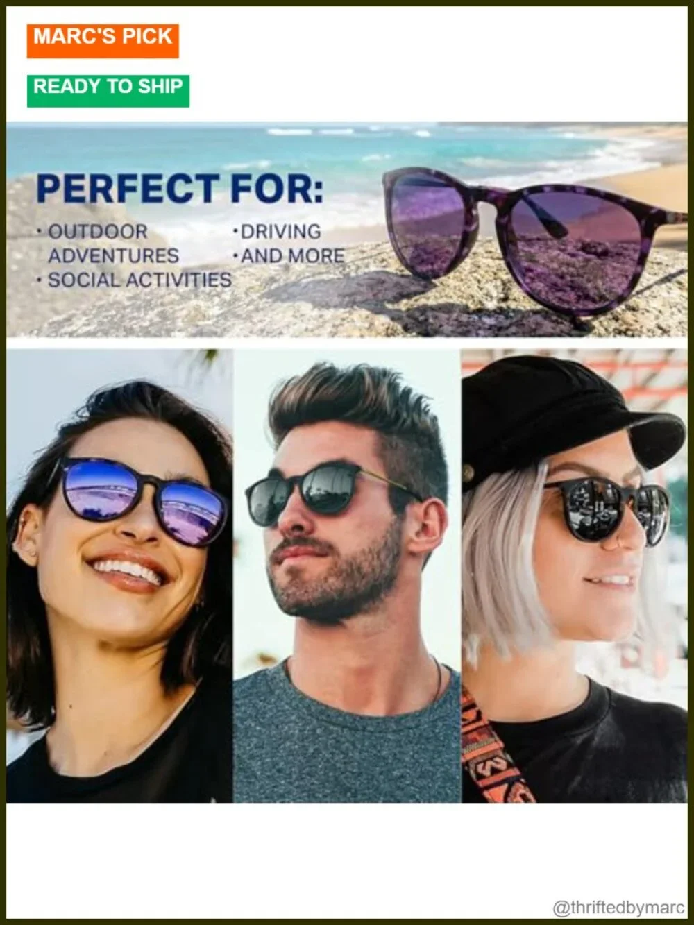 Polarized Sunglasses with TR90 Frame, 100% UV Protection, Classic Round Shape